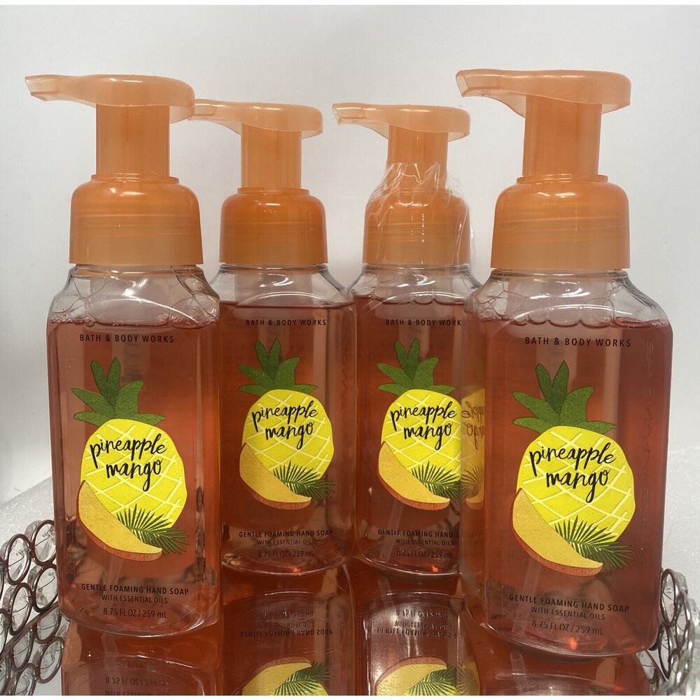 BATH & BODY WORKS PINEAPPLE MANGO Gentle Foaming Hand Soaps 8.75 oz NEW X4